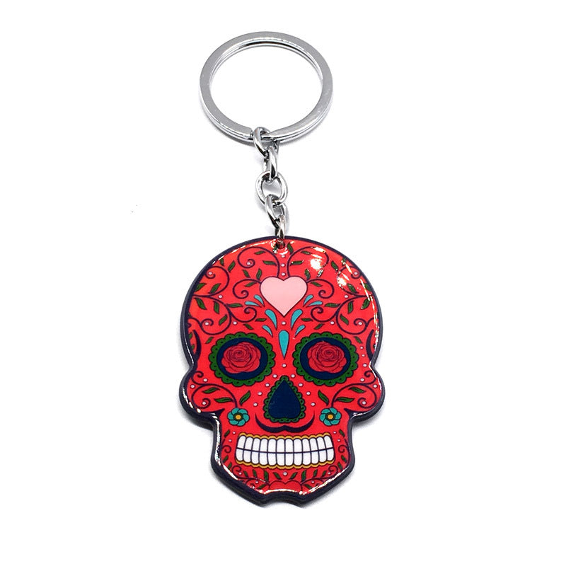 Wholesale Acrylic Halloween Mexican Skull Keychain
